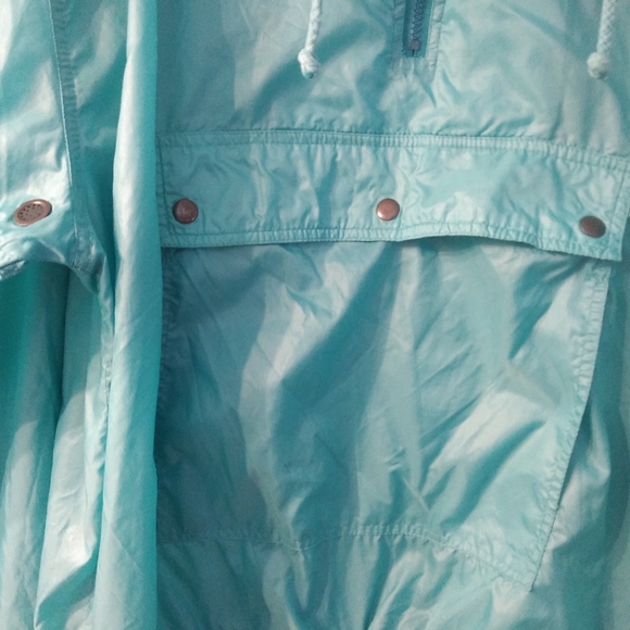 Y2K Izod Lacoste 1/4 Zip Pullover Teal Hooded Windbreaker Jacket Large - Picture 8 of 8